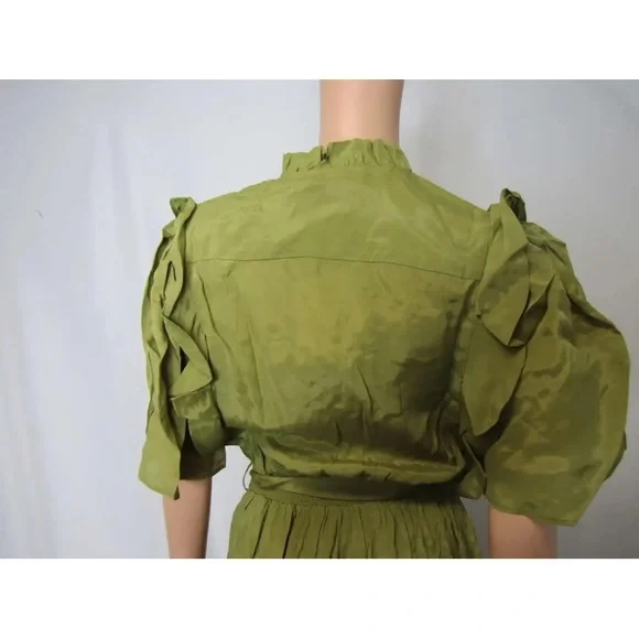 NWT Magali Pascal Hinda Silk Blend short sleeve belted flowy summer midi Dress - Picture 6 of 8